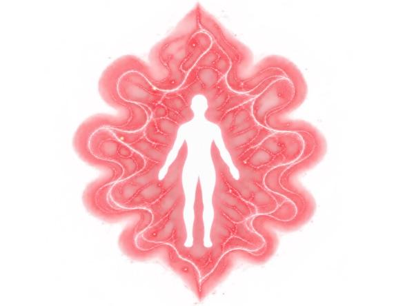 A red aura around a human silhouette
